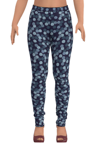 Leggings i tajt passform med långa ben, resår i midjan som är hög i ett tyg i blåa toner som upplevs prickiga från märket Esther & Inez